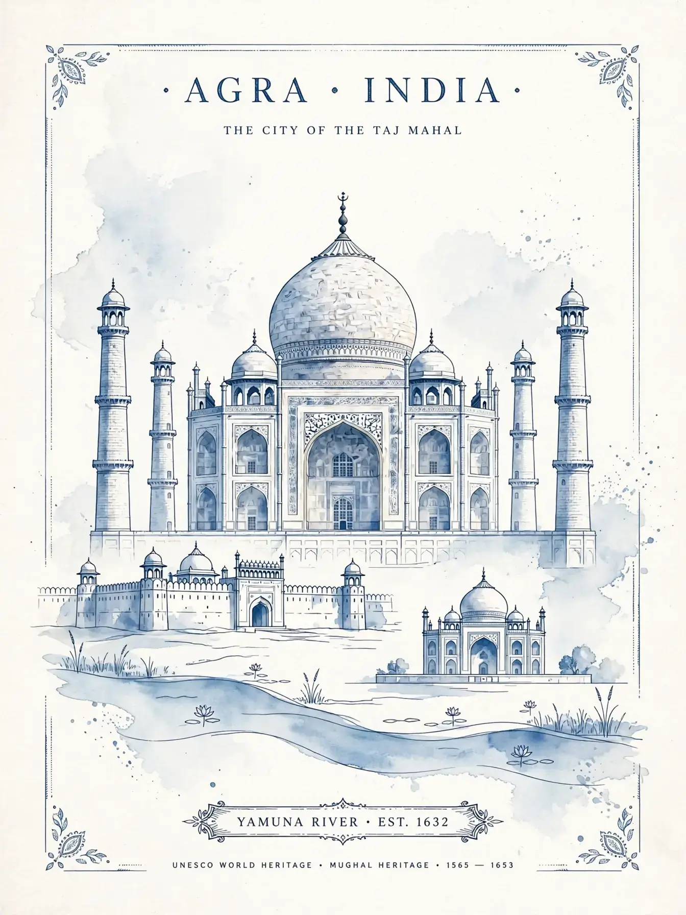 Muse Image generated Agra India travel poster