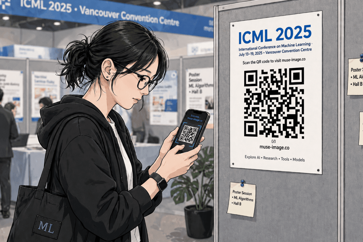 QR code generation scene made with Muse Image